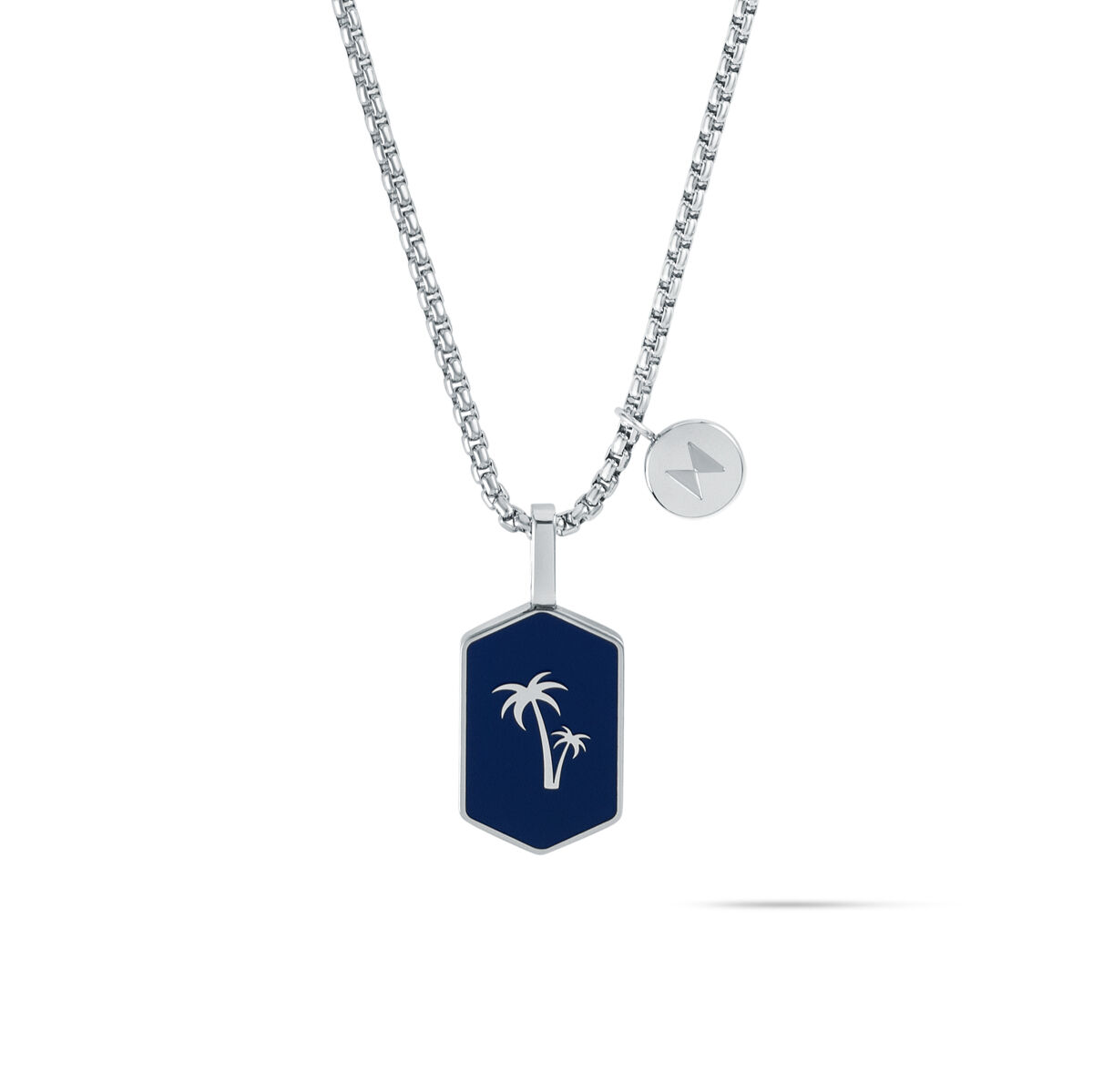 mvmt Hex Palm Tree Pendant Necklace Silver/Blue