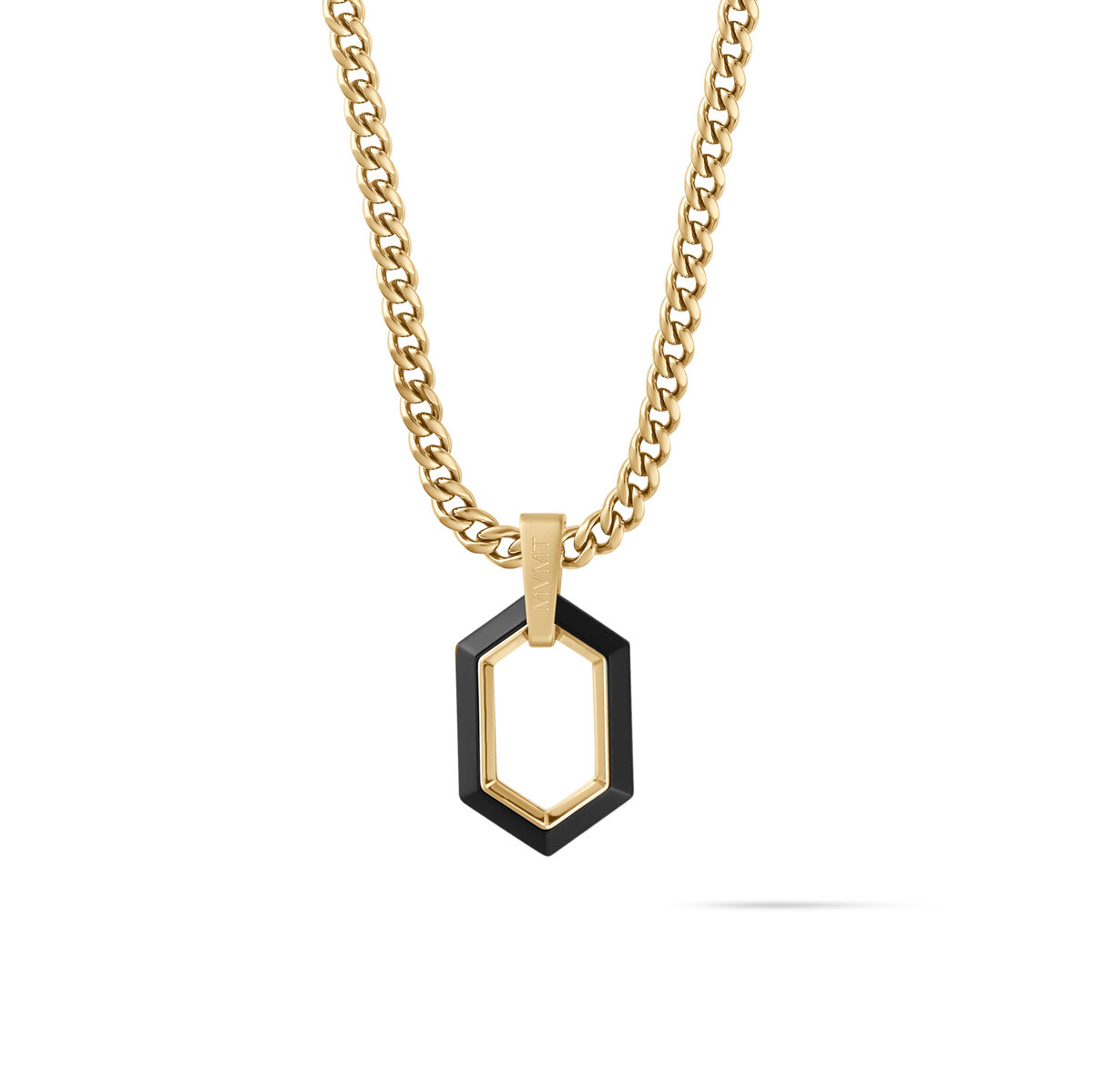mvmt Hex Pendant Curb Chain Necklace Gold + Black