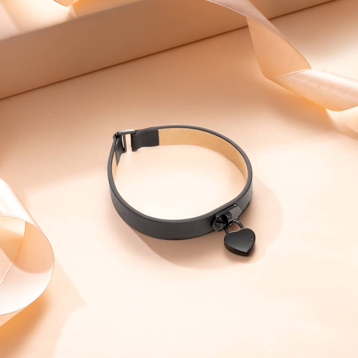 Mvmt Leather Heartlock Bracelet Black