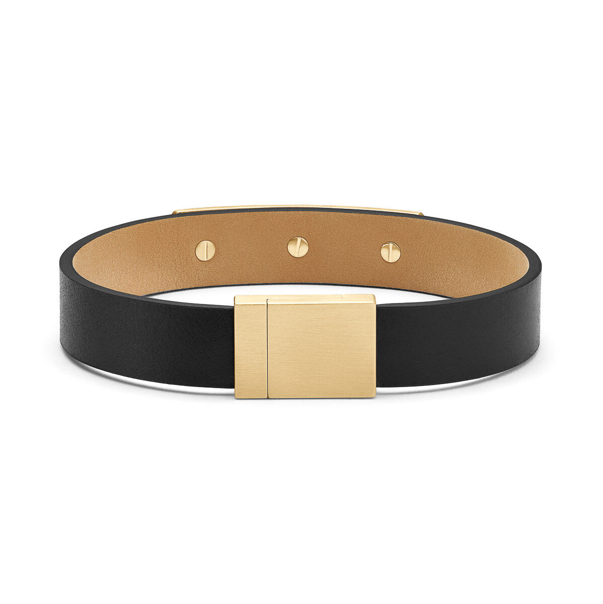 Mvmt Leather ID Bracelet Black + Gold