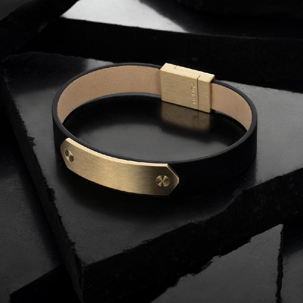 Mvmt Leather ID Bracelet Black + Gold