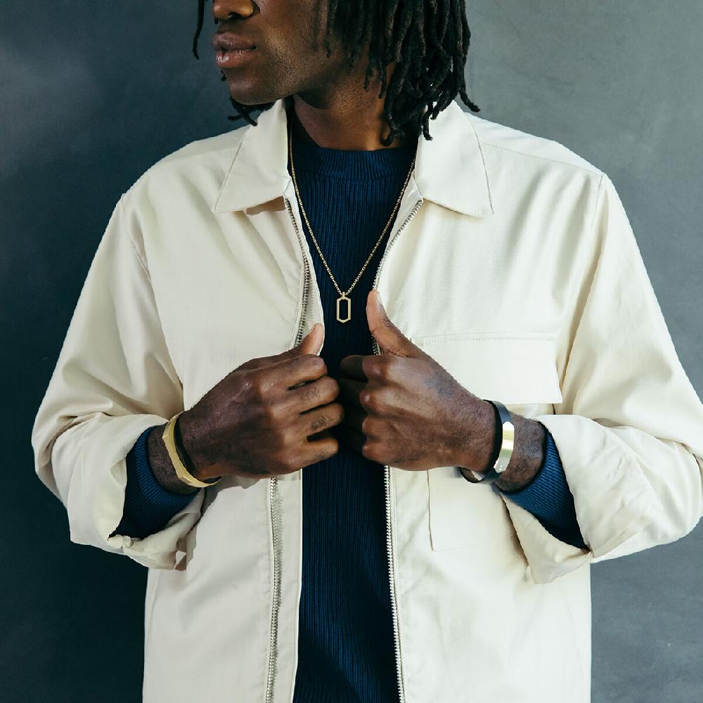 Mvmt Leather ID Bracelet Black + Gold