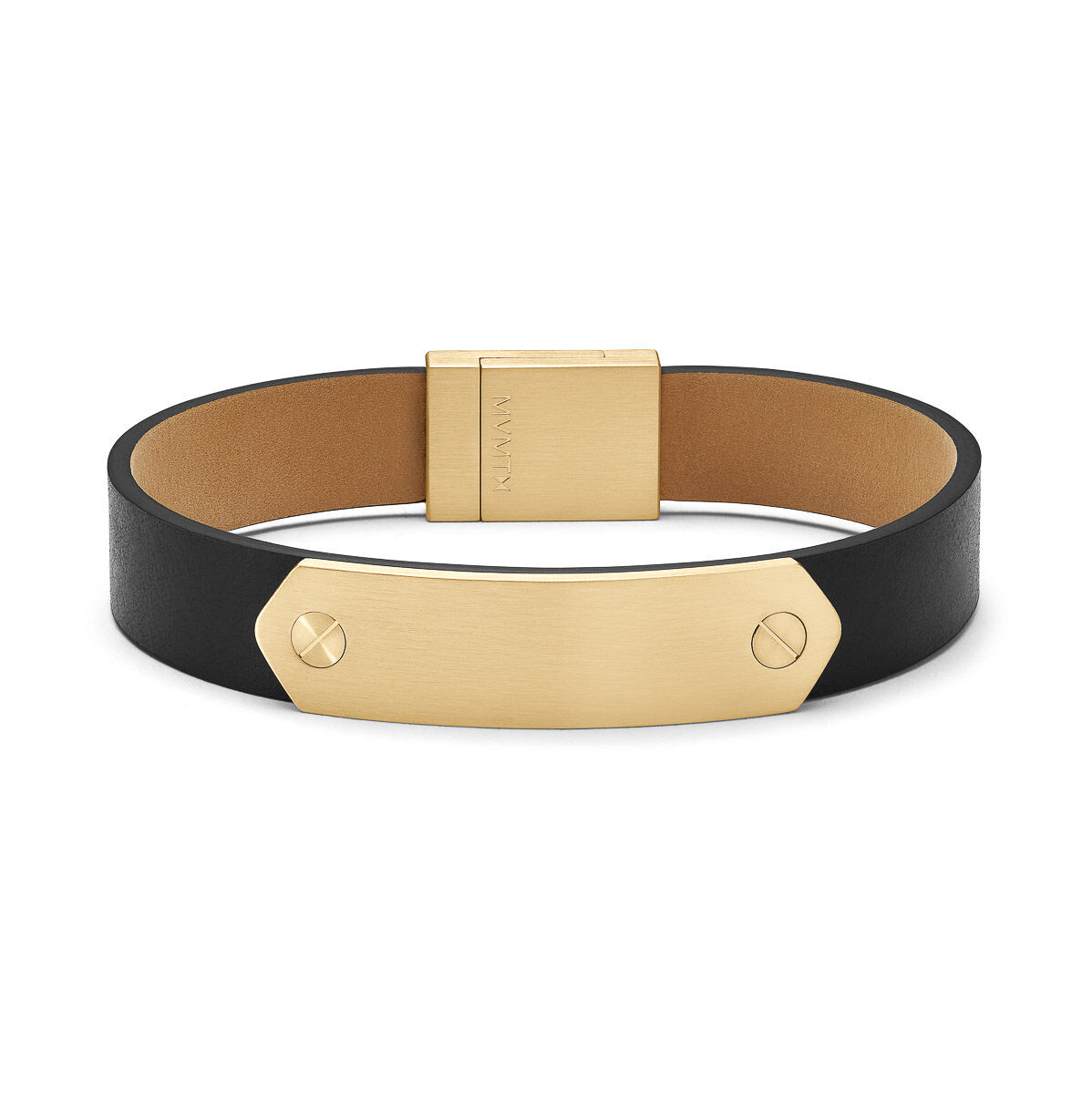 mvmt Leather ID Bracelet Black + Gold