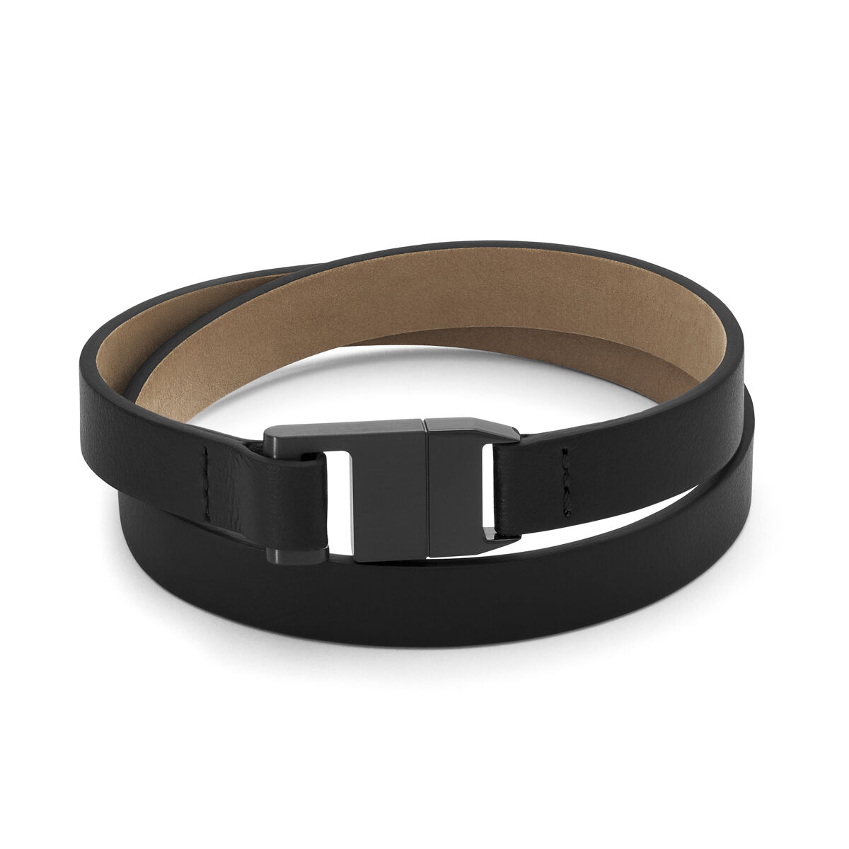 mvmt Leather Latch Bracelet Black