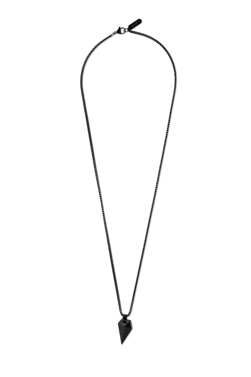 Mvmt Sculpted Shark Tooth Pendant Necklace Black