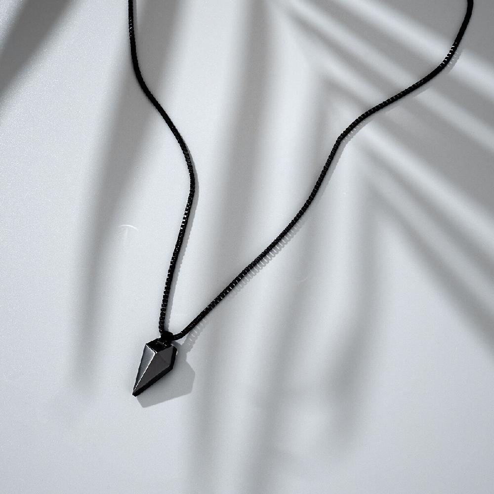 Mvmt Sculpted Shark Tooth Pendant Necklace Black