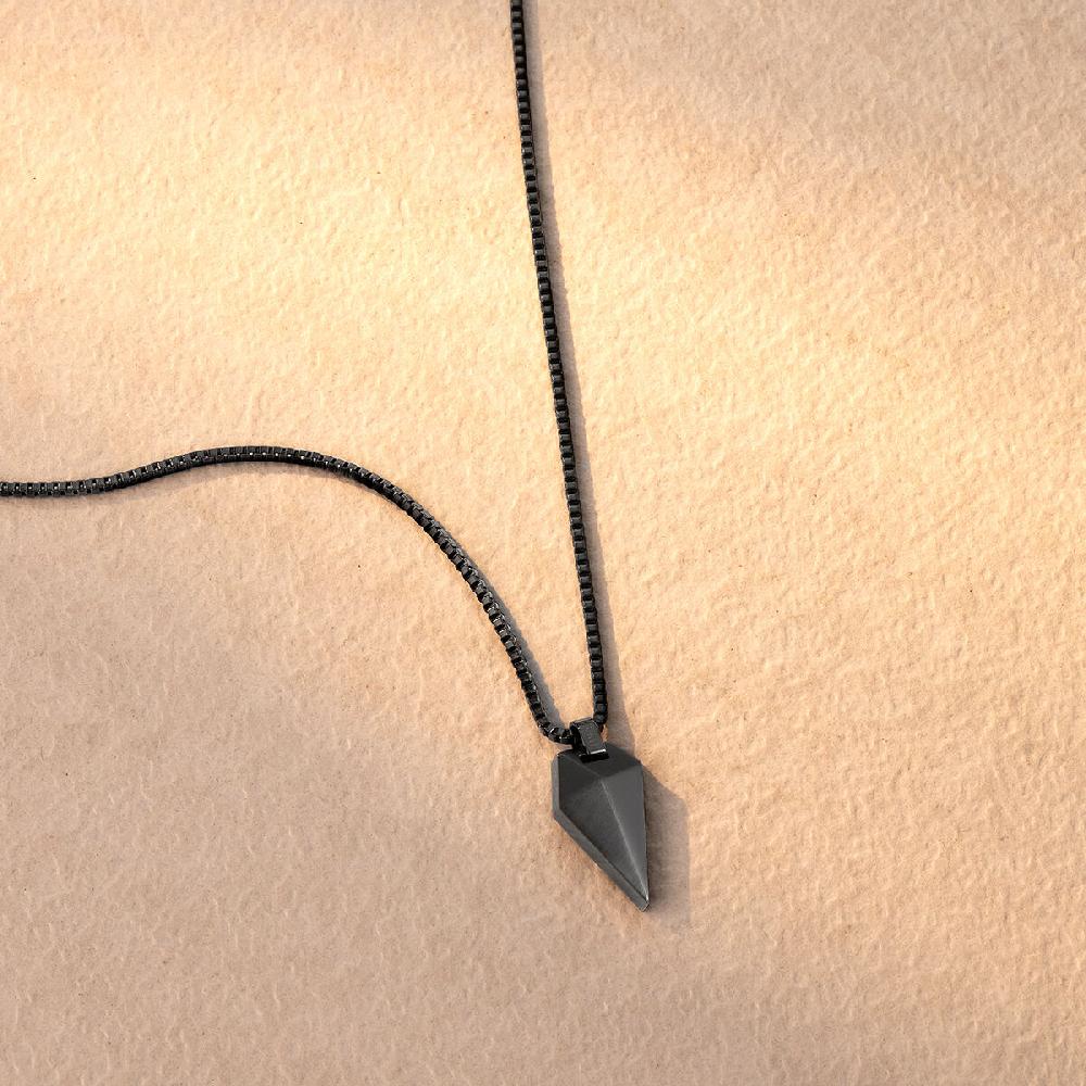 Mvmt Sculpted Shark Tooth Pendant Necklace Black