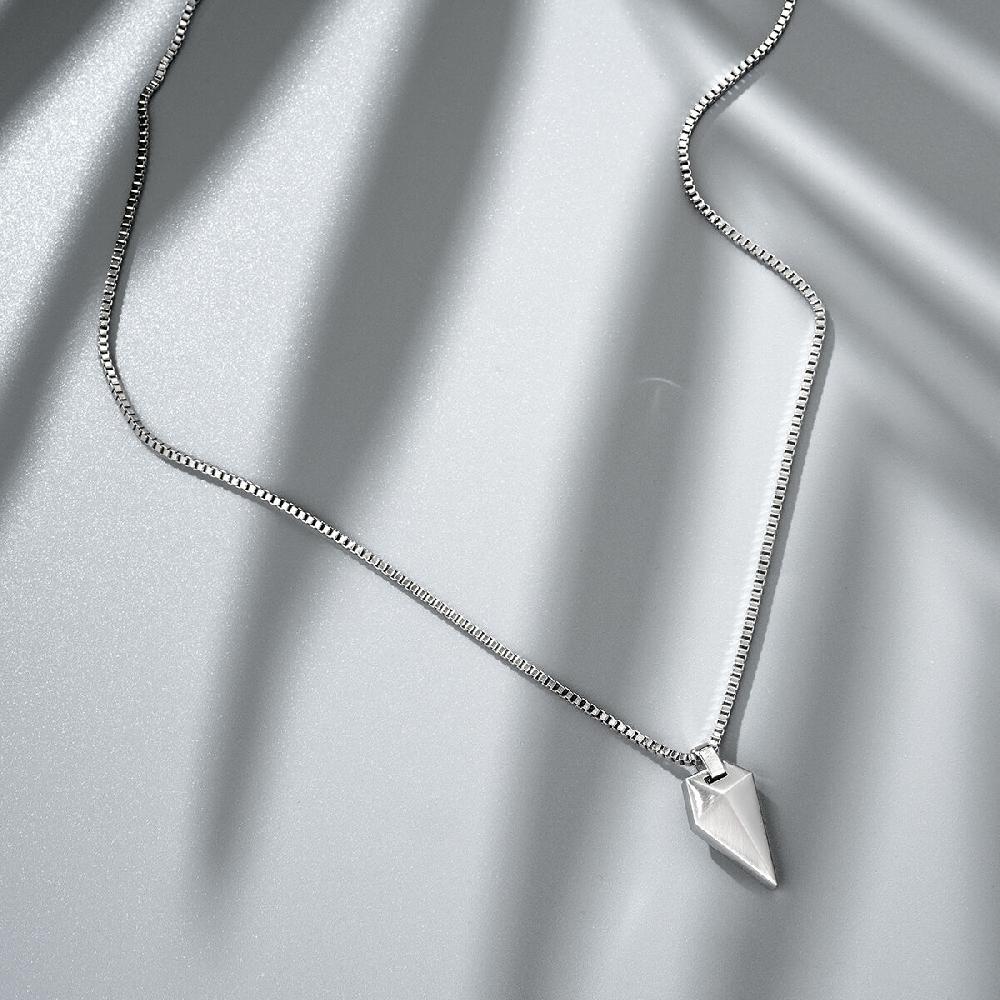 Mvmt Sculpted Shark Tooth Pendant Necklace Silver