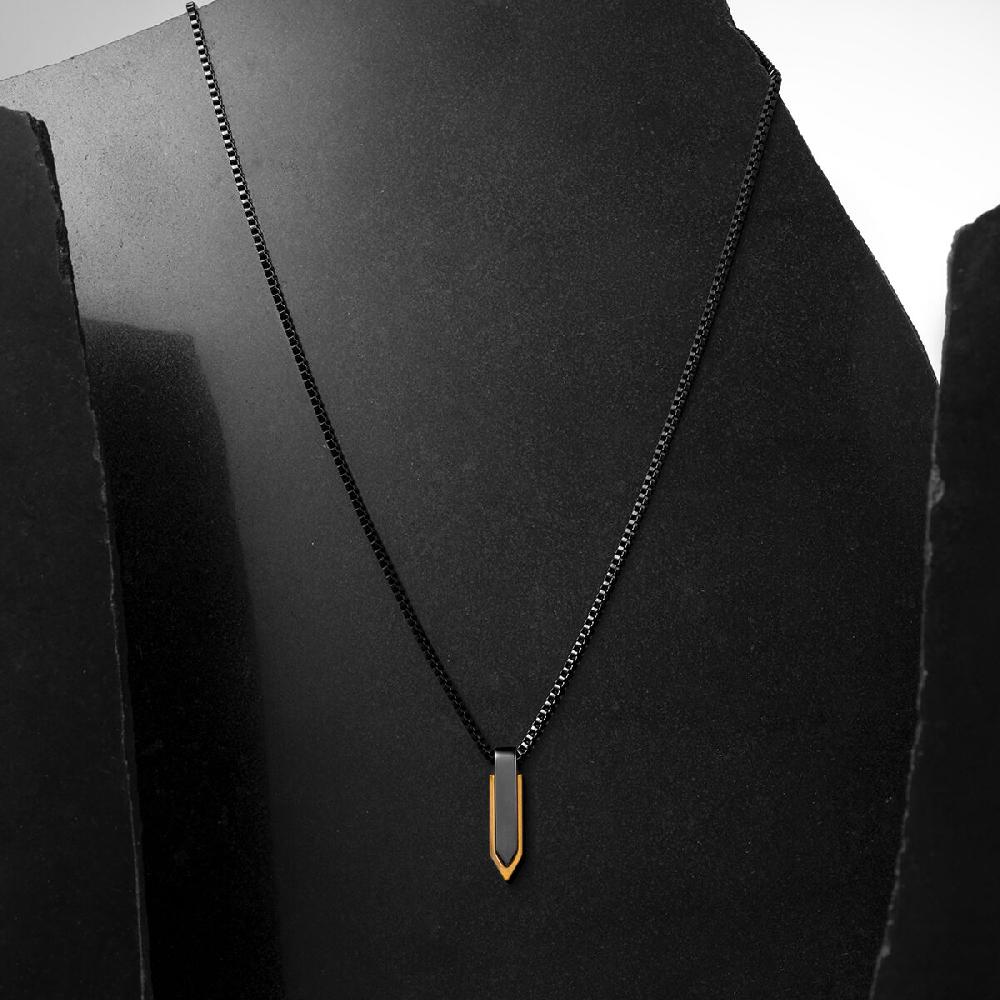 Mvmt Stone Spearhead Necklace Black + Tiger Eye