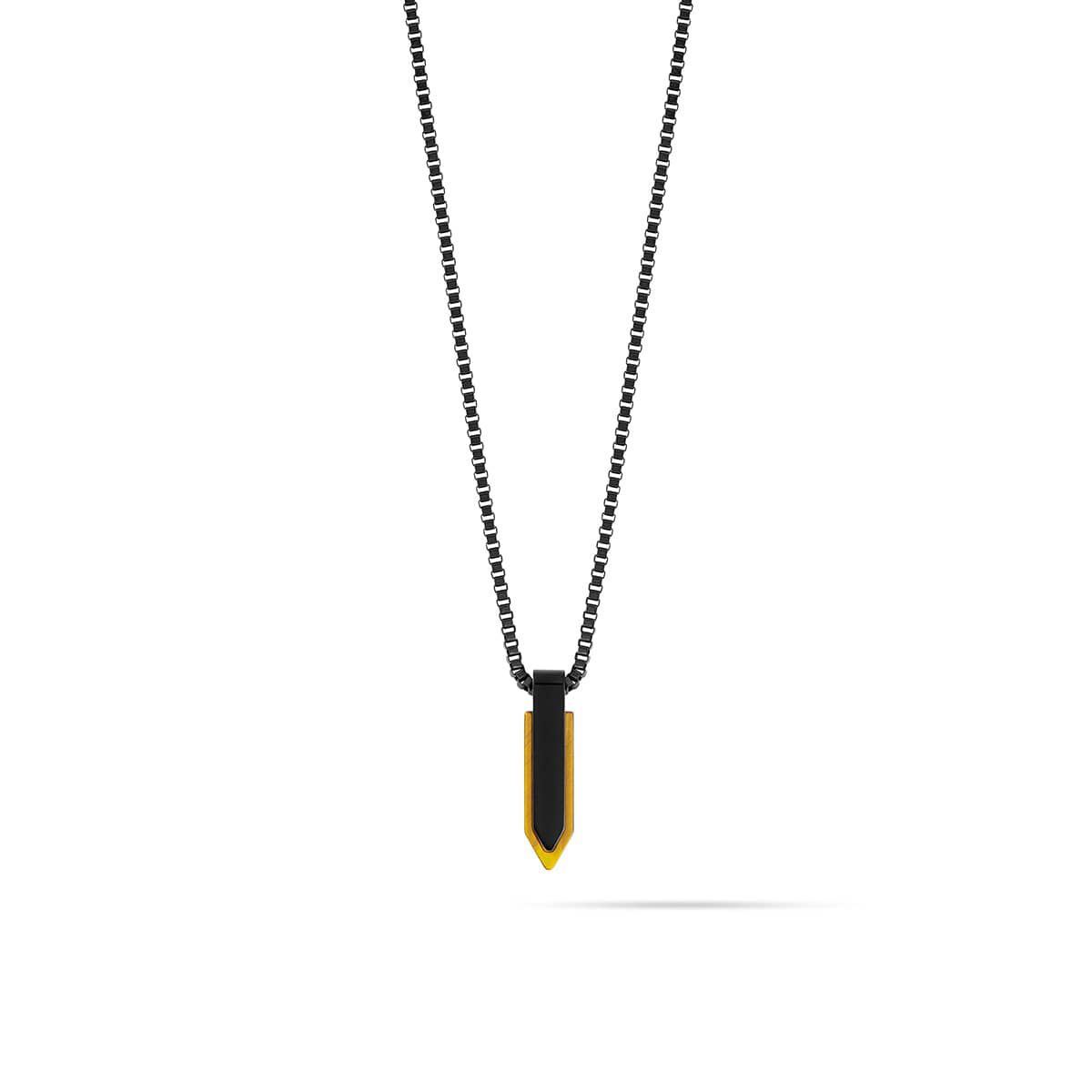 mvmt Stone Spearhead Necklace Black + Tiger Eye