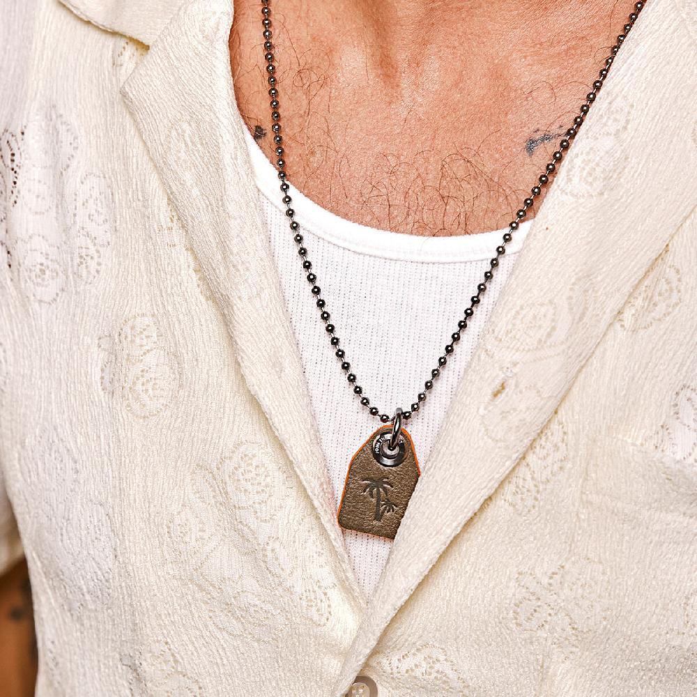 Mvmt Tag Necklace Gunmetal + Olive + Orange