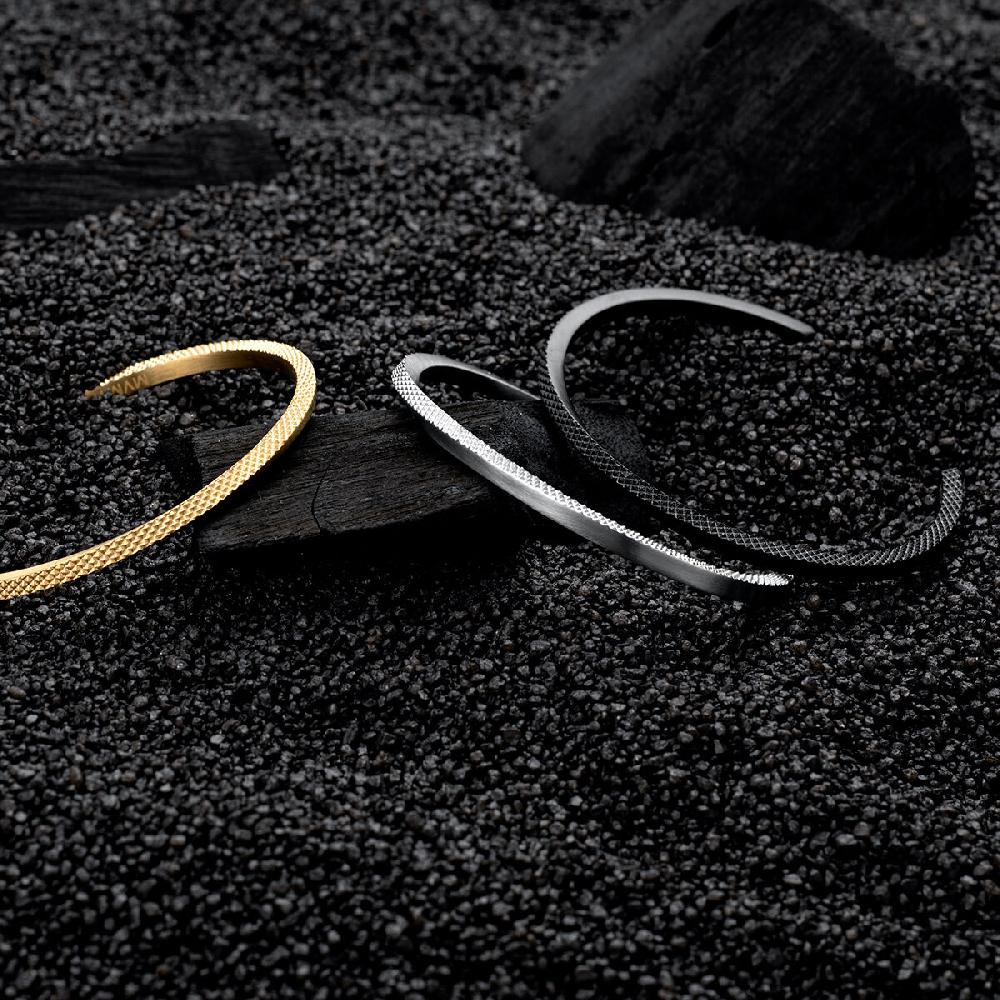 Mvmt Twist Knurling Cuff Men's Bracelet Black