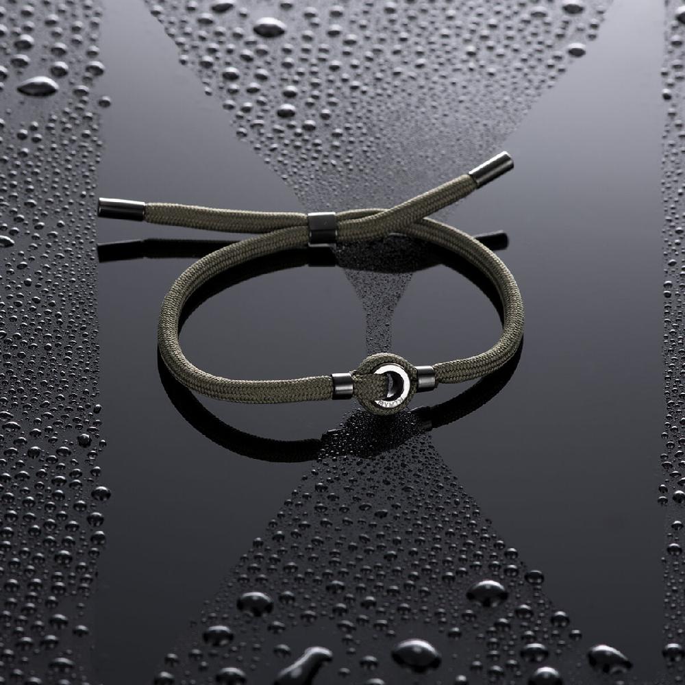 Mvmt Upcycled Rope Bracelet Green + Gunmetal