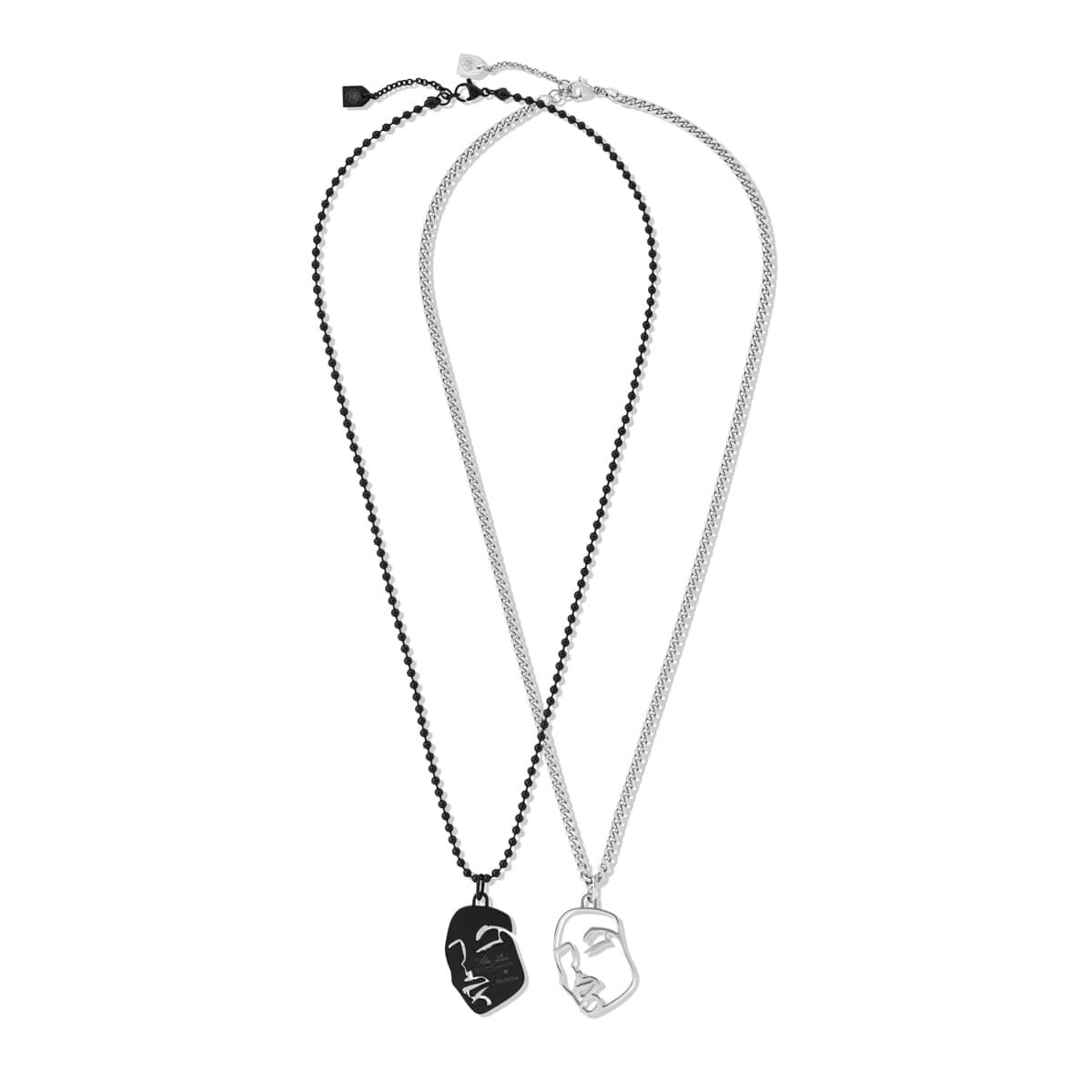 Mvmt Yin & Yang Necklace Set Silver + Black