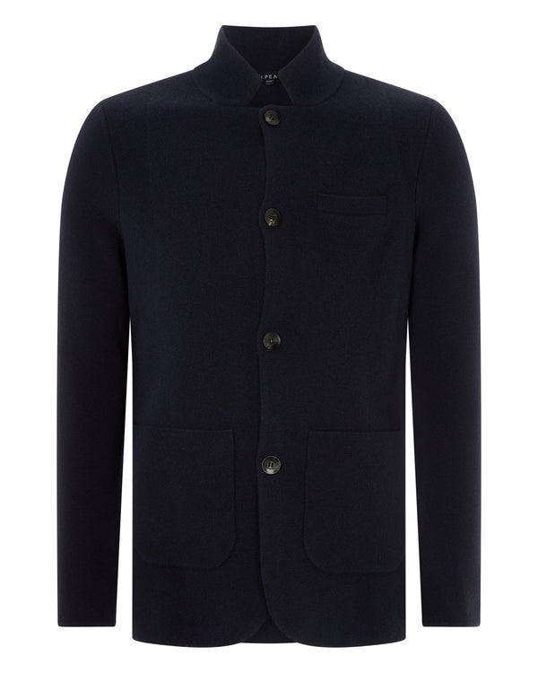 N.peal 007 Milano Knitted Cashmere Jacket In Navy Blue