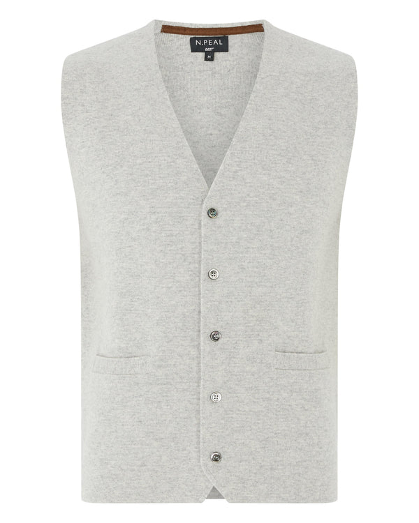 N.peal 007 Milano Knitted Cashmere Waistcoat In Fumo Grey