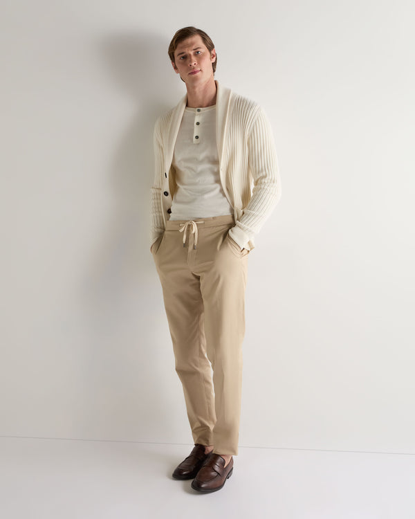 N.peal 007 Round Neck Cotton Cashmere Henley In New Ivory White