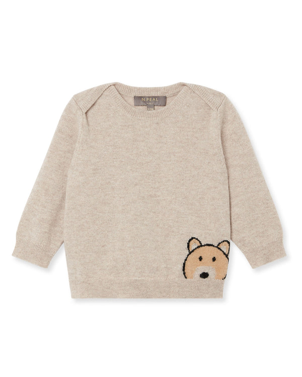 n.peal Bear Cashmere Sweater In Light Oatmeal Brown