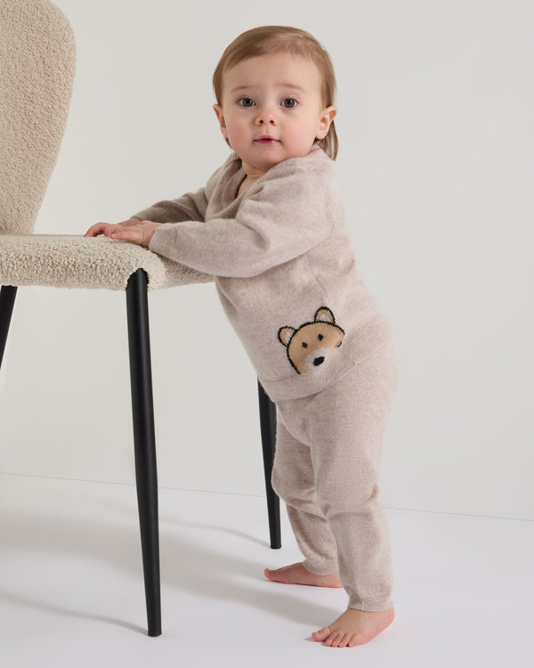 N.peal Bear Pocket Cashmere Leggings In Light Oatmeal Brown