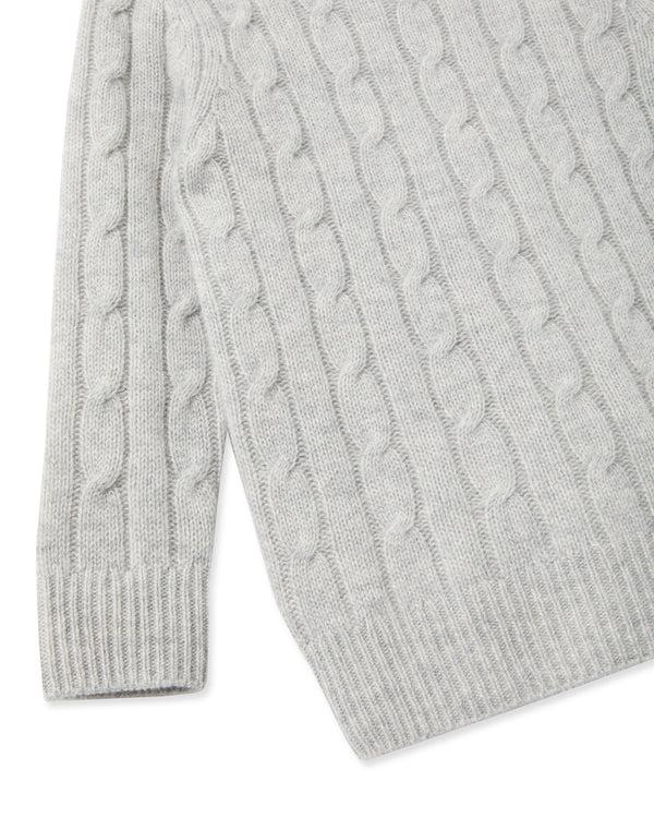 N.peal Boys Cable Roll Neck Cashmere Sweater In Fumo Grey