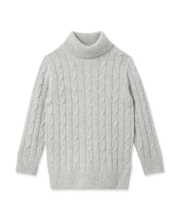 n.peal Boys Cable Roll Neck Cashmere Sweater In Fumo Grey