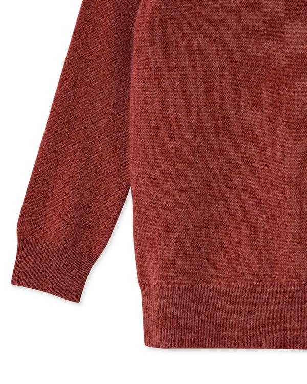N.peal Boys Round Neck Cashmere Sweater In Brick Red