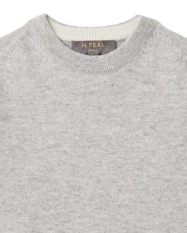 N.peal Boys Round Neck Cashmere Sweater In Fumo Grey