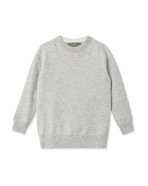 n.peal Boys Round Neck Cashmere Sweater In Fumo Grey