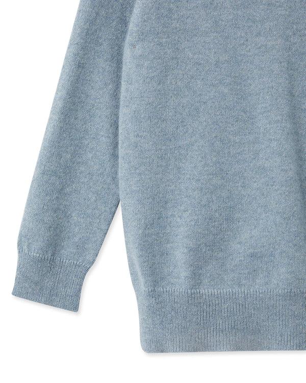 N.peal Boys Round Neck Cashmere Sweater In Heather Blue