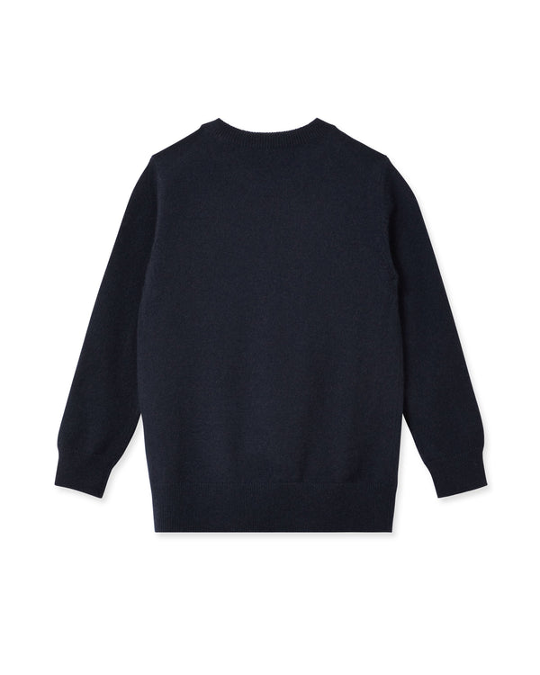 N.peal Boys Round Neck Cashmere Sweater In Navy Blue