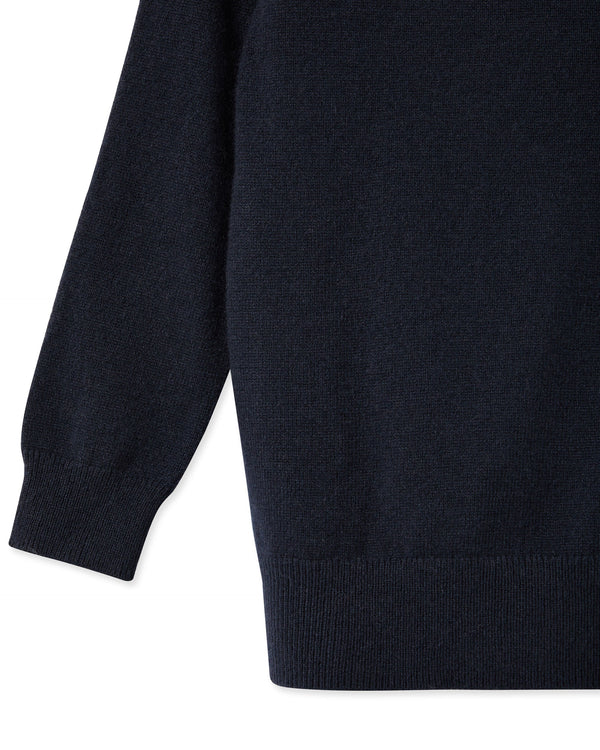 N.peal Boys Round Neck Cashmere Sweater In Navy Blue
