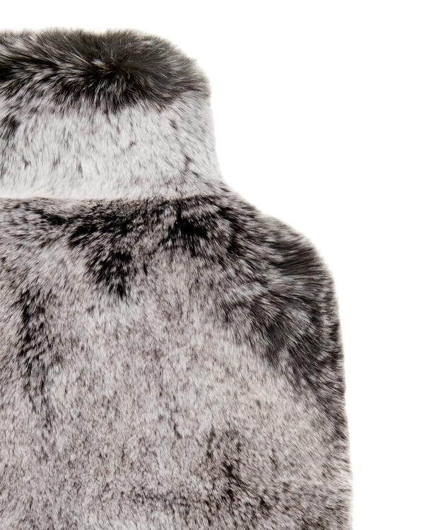 N.peal Fur Hot Water Bottle Cover In Charcoal Grey Tipped Fur