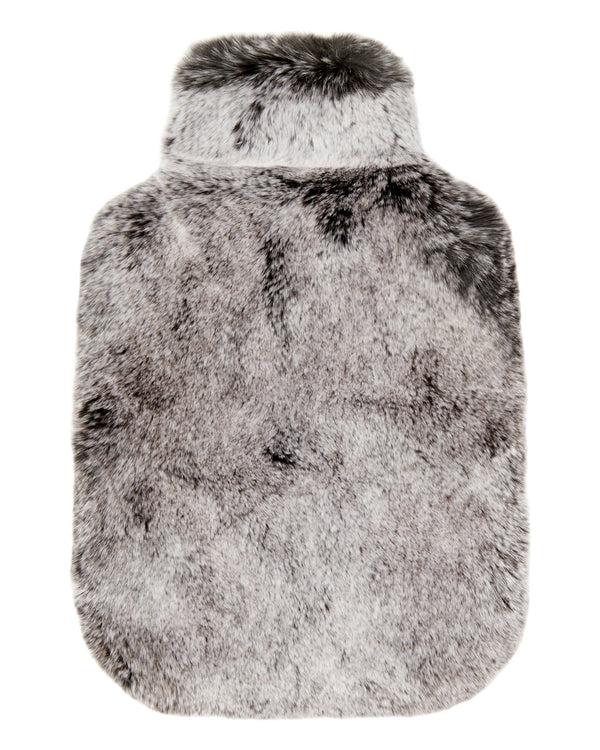 n.peal Fur Hot Water Bottle Cover In Charcoal Grey Tipped Fur