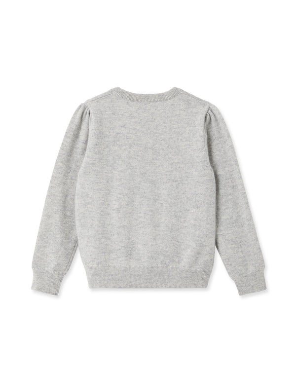 N.peal Girls Round Neck Cashmere Sweater In Fumo Grey