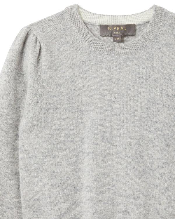 N.peal Girls Round Neck Cashmere Sweater In Fumo Grey