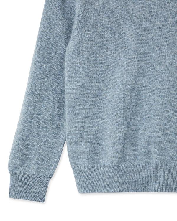 N.peal Girls Round Neck Cashmere Sweater In Heather Blue
