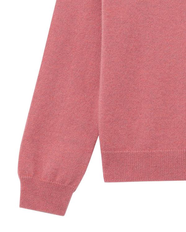 N.peal Girls Round Neck Cashmere Sweater In Heather Pink
