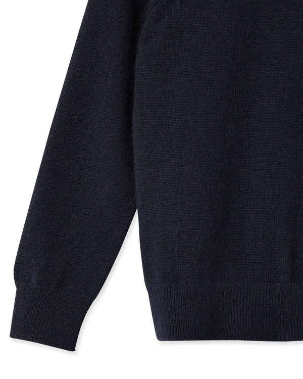 N.peal Girls Round Neck Cashmere Sweater In Navy Blue