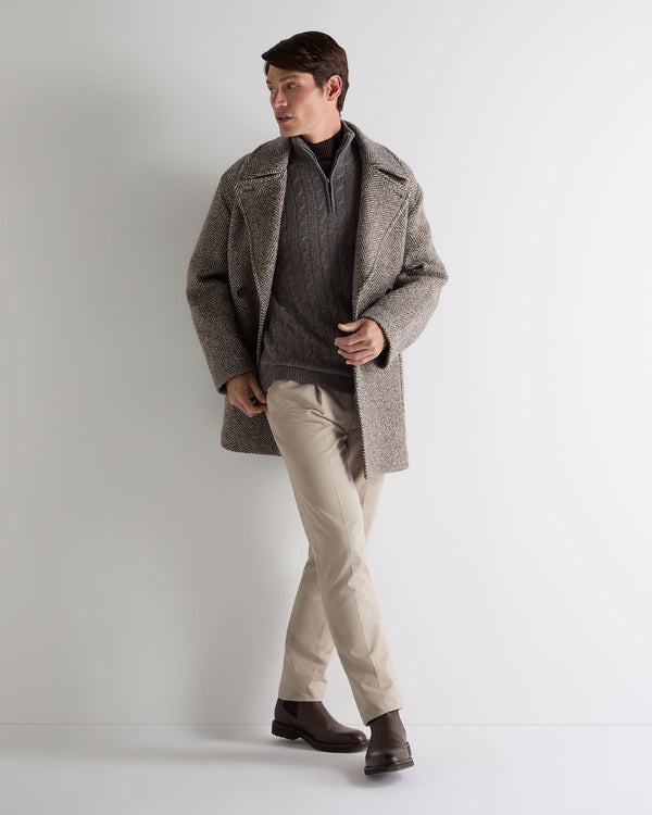 N.peal Men's Albemarle Cable Half Zip Cashmere Sweater In Wood Smoke Brown