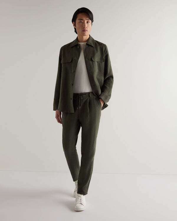 N.peal Men's Atrani Linen Pant In Arabica Khaki Green