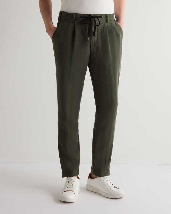 n.peal Men's Atrani Linen Pant In Arabica Khaki Green