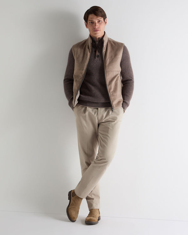 N.peal Men's Beauchamp Half Button Cashmere Sweater In Otter Brown