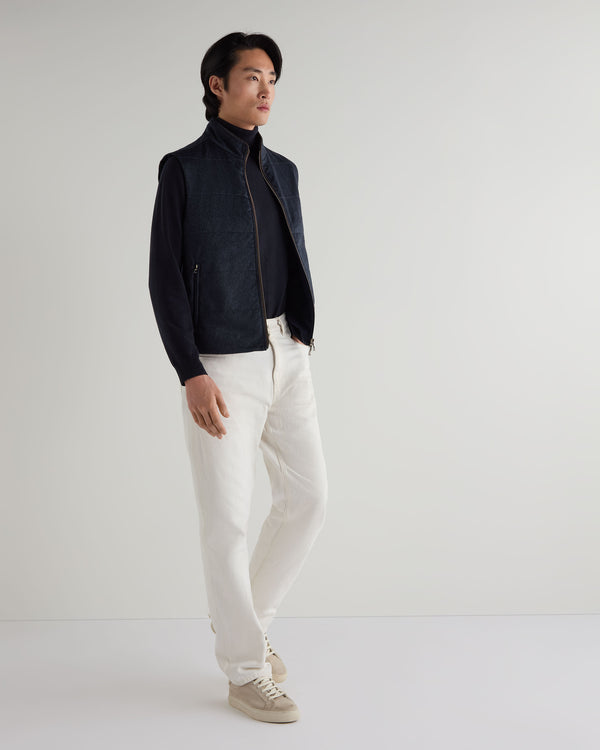 N.peal Men's Belgravia Cashmere Gilet In Navy Blue Melange