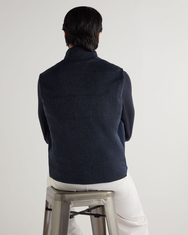 N.peal Men's Belgravia Cashmere Gilet In Navy Blue Melange