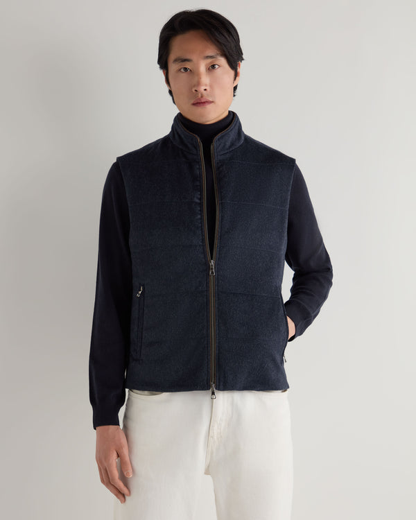 n.peal Men's Belgravia Cashmere Gilet In Navy Blue Melange