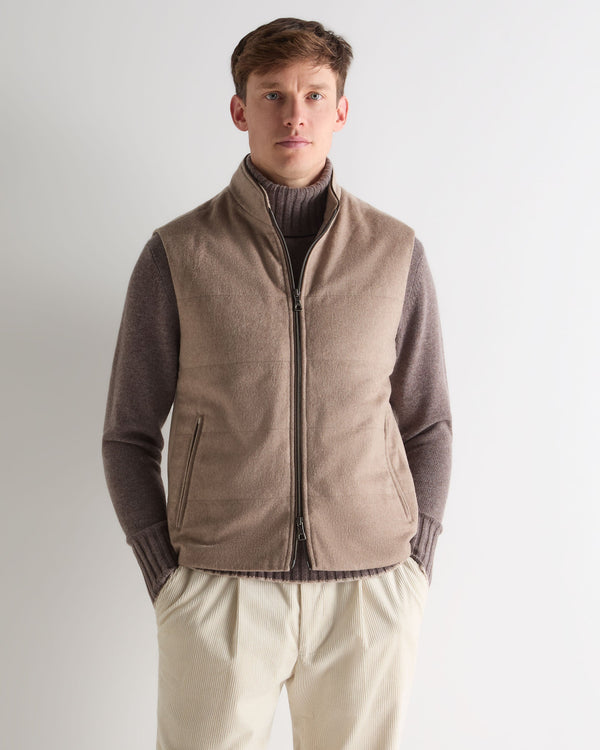 n.peal Men's Belgravia Cashmere Gilet In Taupe Brown