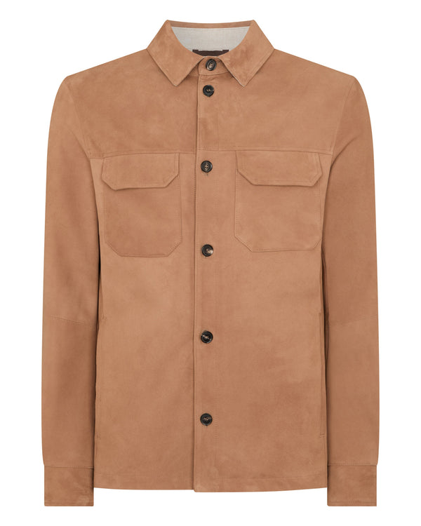 N.peal Men's Bridgehampton Suede Jacket In Tan Brown