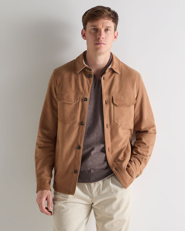 n.peal Men's Bridgehampton Suede Jacket In Tan Brown