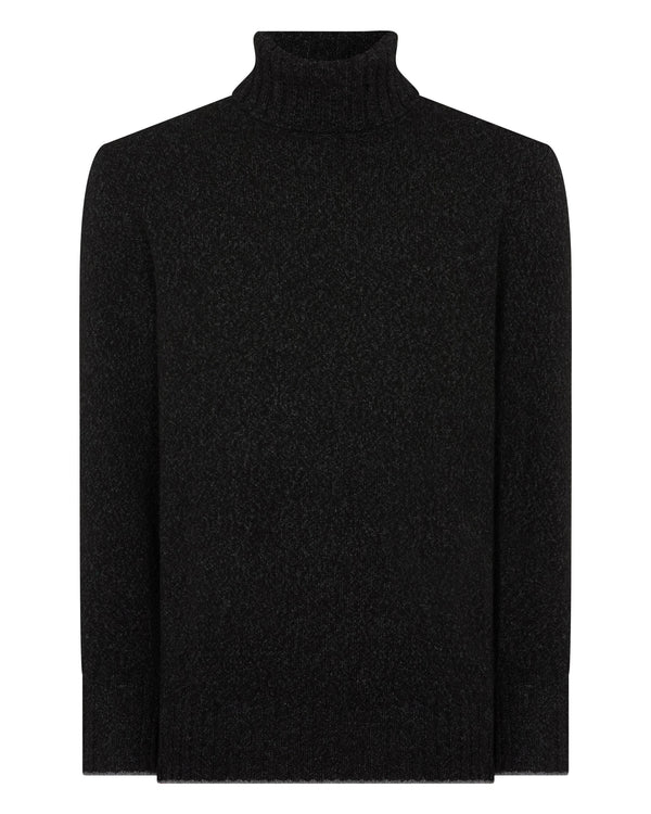 N.peal Men's Brompton Turtle Neck Cashmere Sweater In Charcoal Grey Melange