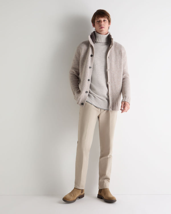 N.peal Men's Brompton Turtle Neck Cashmere Sweater In Nougat Brown Marl